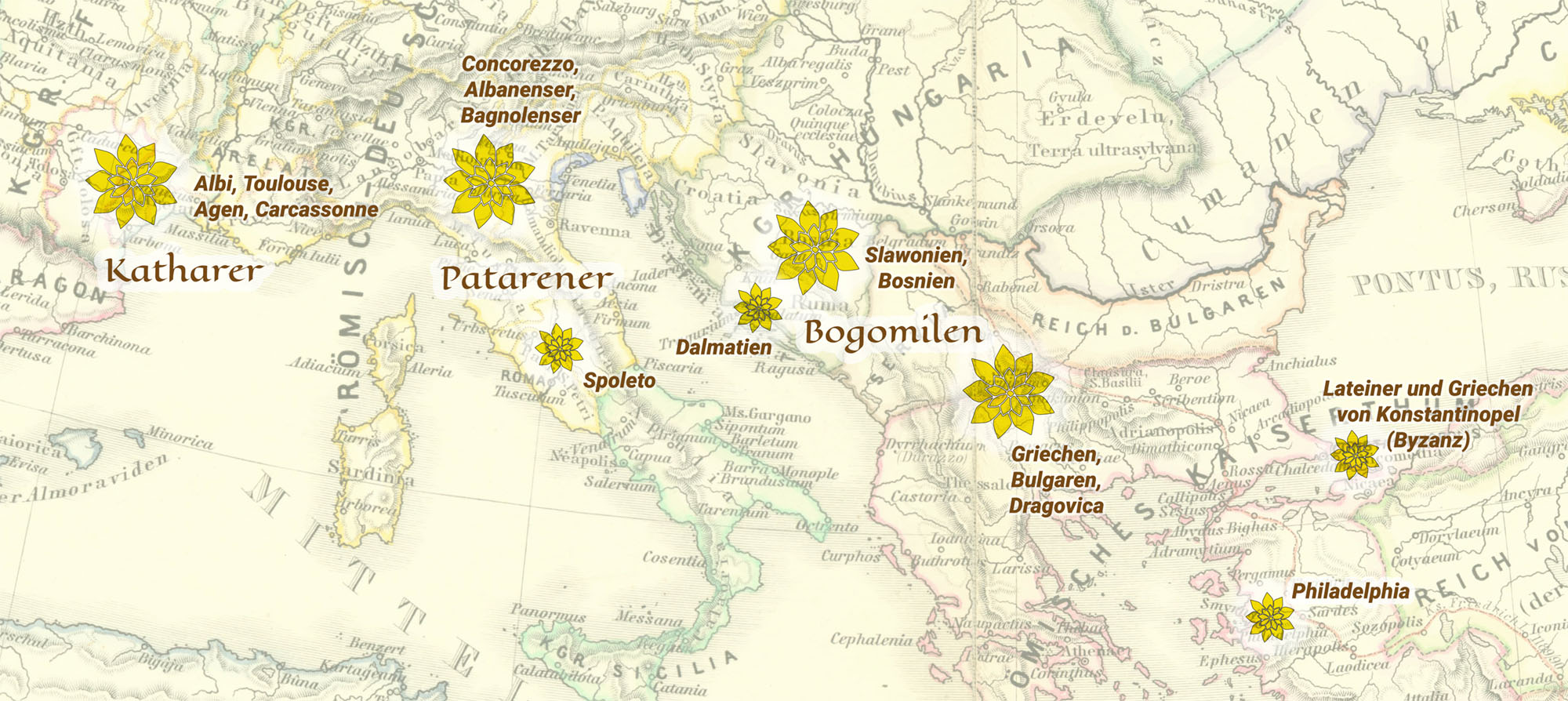 Skupnosti Katarov, Patarenov in Bogumilov v južni Evropi v 13. stoletju