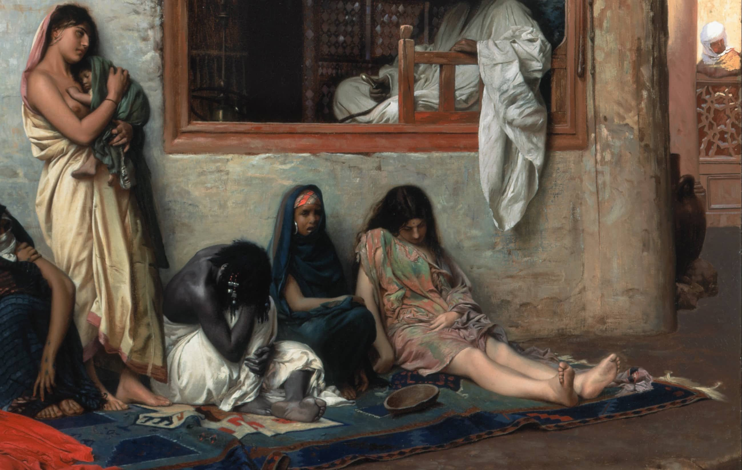 Prodaja žensk in otrok na srednjeveškem trgu s sužnji
